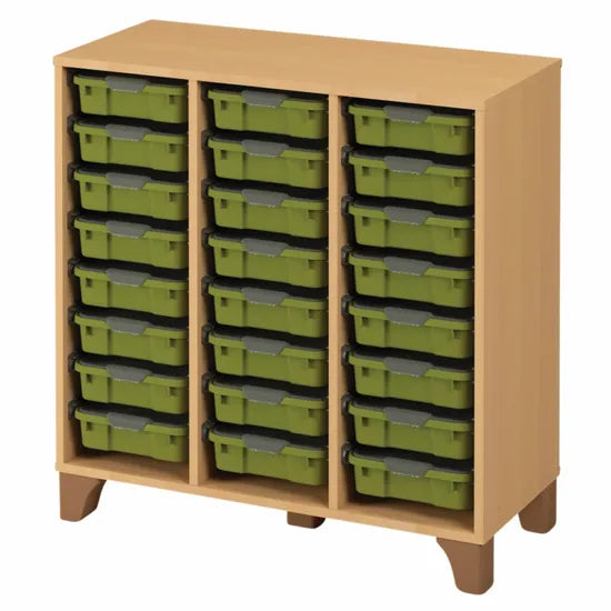 Axima Tote Tray Cabinet with 24 Small Green Trays - 93 cm (H)