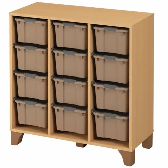 Axima Tote Tray Cabinet with 12 Large Beige Trays - 93 cm (H)