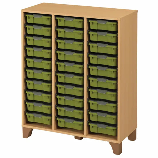Axima Tote Tray Cabinet with 30 Small Green Trays - 112 cm (H)