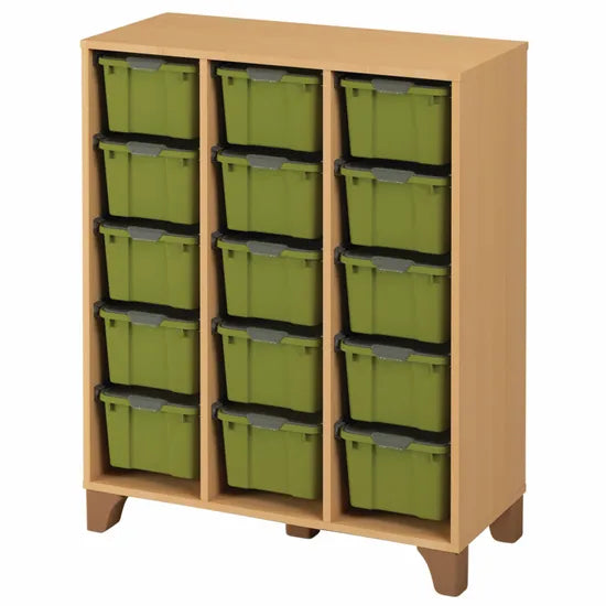 Axima Tote Tray Cabinet with 15 Large Green Trays - 112 cm (H)