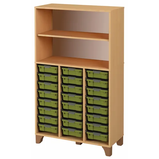 Axima Tote Tray Cabinet with 24 Small Green Trays - 155 cm (H)