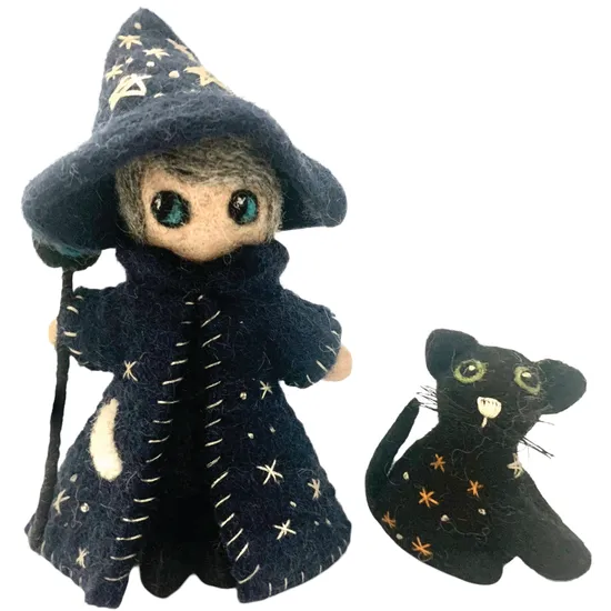 Witch with Cat Companion