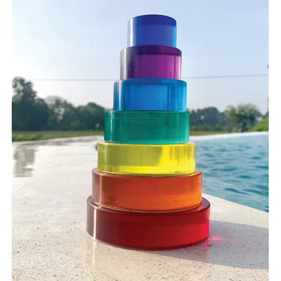 Lucite Rainbow Discs Hot 7 Pieces