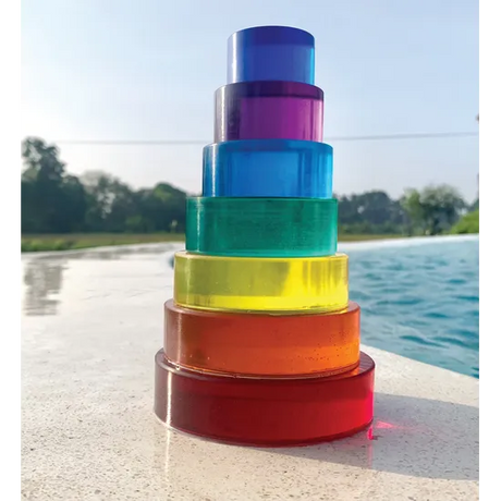 Lucite Rainbow Discs Hot 7 Pieces