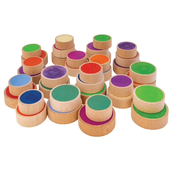Coloured Wooden Discs - 36 pieces - Modern Teaching Aids NZ