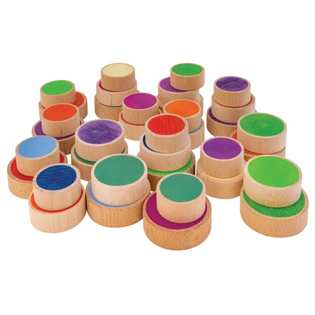 Coloured Wooden Discs - 36 pieces - Modern Teaching Aids NZ