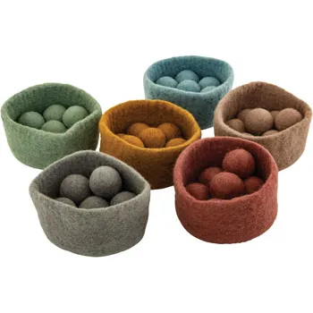 Earth Tones Balls & Bowl Set of 6 - Modern Teaching Aids NZ