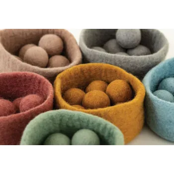 Earth Tones Balls & Bowl Set of 6 - Modern Teaching Aids NZ