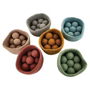 Earth Tones Balls & Bowl Set of 6 - Modern Teaching Aids NZ