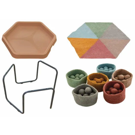 Hex Tray  Stand and Earth Tone Felt Kit - Modern Teaching Aids NZ
