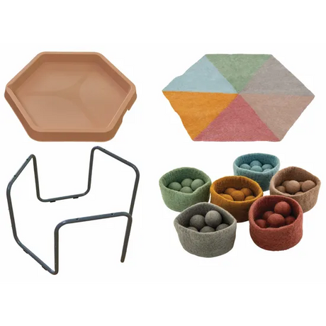 Hex Tray  Stand and Earth Tone Felt Kit - Modern Teaching Aids NZ