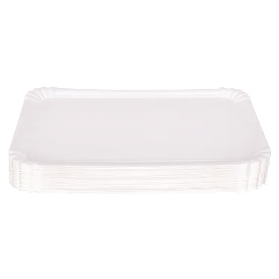 White Rectangle Paper Plates - Pack of 50