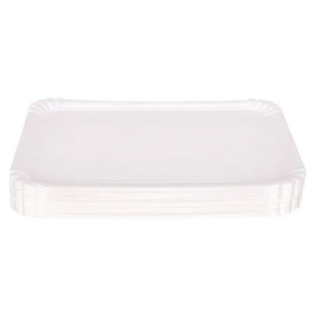 White Rectangle Paper Plates - Pack of 50