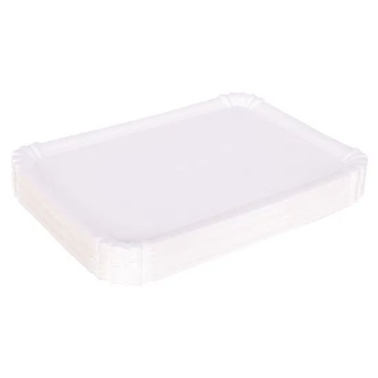 White Rectangle Paper Plates - Pack of 50