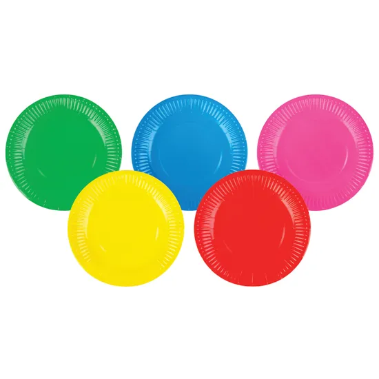 Coloured Round Paper Plates 23 cm - Pack of 50