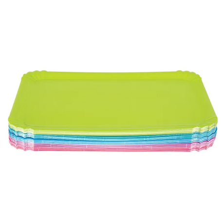 Coloured Rectangle Paper Plates - Pack of 50