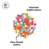 Assorted Coloured Pom Pom Beads 2 cm - Pack of 100