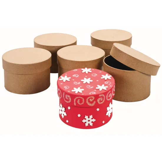 Papier Mache Round Medium Boxes - Pack of 6 - Modern Teaching Aids NZ