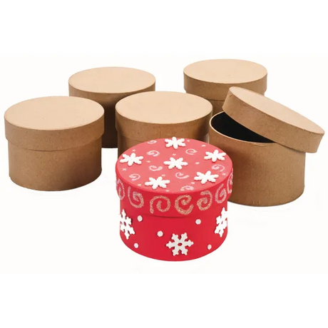 Papier Mache Round Medium Boxes - Pack of 6 - Modern Teaching Aids NZ