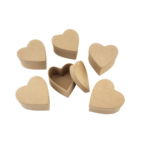 Papier Mache Boxes Heart - Pack of 6 - Modern Teaching Aids NZ