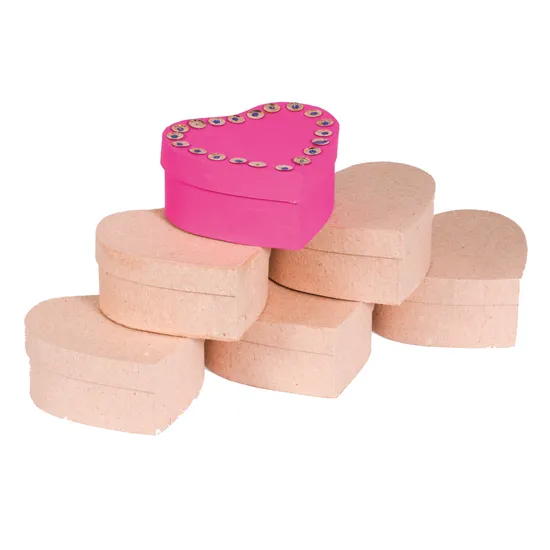Papier Mache Boxes Heart - Pack of 6 - Modern Teaching Aids NZ