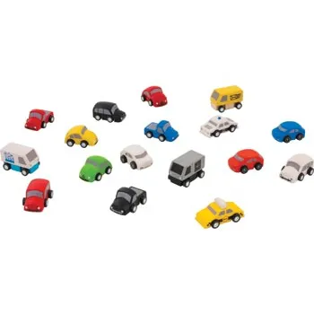 PlanToys - Wooden Vehicles Set - 17 Pieces - Modern Teaching Aids NZ
