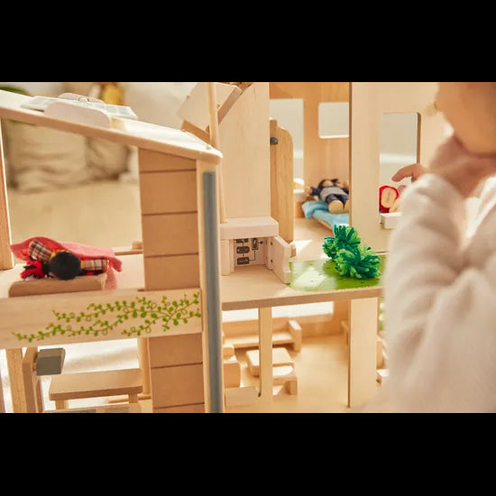 PlanToys - Green Dollhouse with Furniture - Modern Teaching Aids NZ