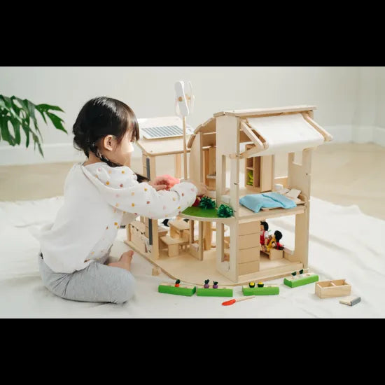 PlanToys - Green Dollhouse with Furniture - Modern Teaching Aids NZ