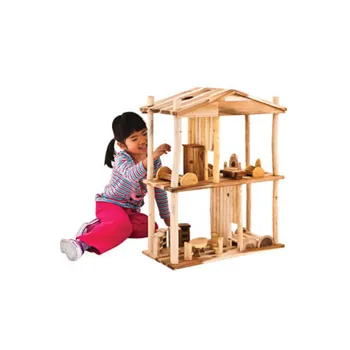 Wooden Doll House & Furniture Kit