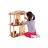 Wooden Doll House & Furniture Kit
