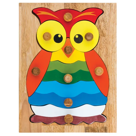 Owl Wooden Knob Puzzle 9 Pieces - Modern Teaching Aids NZ