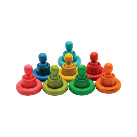 Rainbow Wooden Loose Parts - 24 pieces - Modern Teaching Aids NZ
