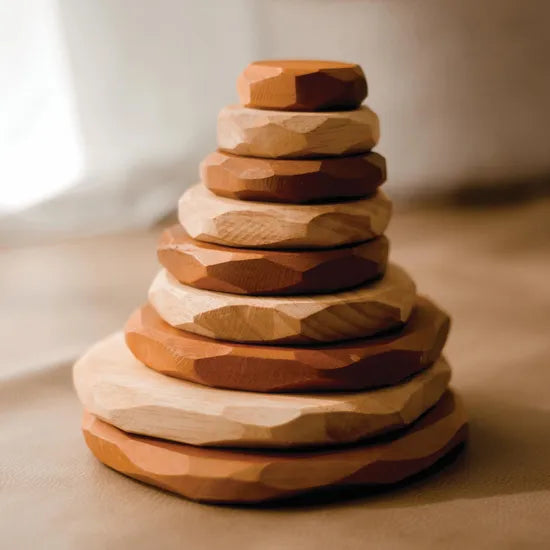 Two Tone Natural Stacking Stones - Set of 9 - Modern Teaching Aids NZ