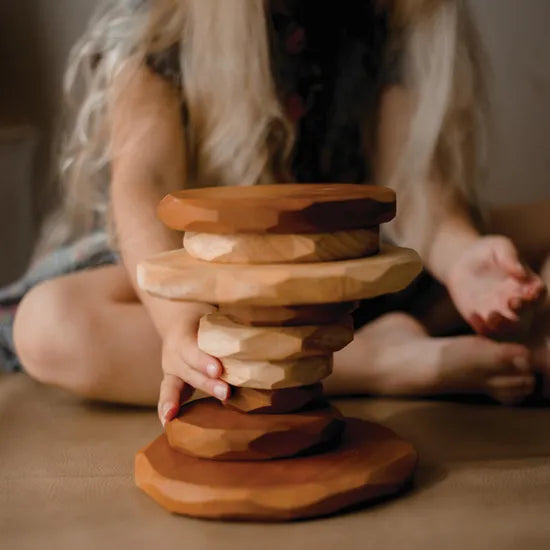 Two Tone Natural Stacking Stones - Set of 9 - Modern Teaching Aids NZ