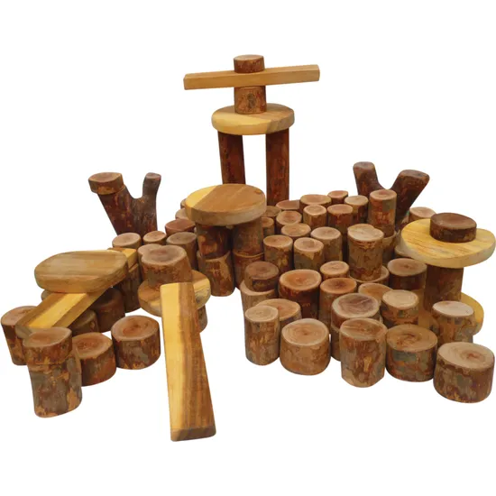 Natural Tree Blocks - 106 pieces - Modern Teaching Aids NZ