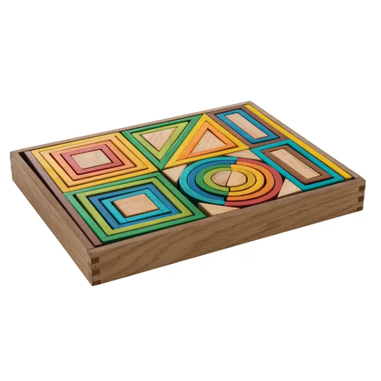 Geometric Rainbow Blocks -  38 pieces - Modern Teaching Aids NZ