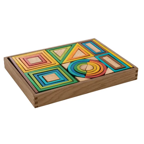 Geometric Rainbow Blocks -  38 pieces - Modern Teaching Aids NZ