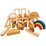 Wooden Hollow Blocks with Rainbow 40 Pieces - Modern Teaching Aids NZ