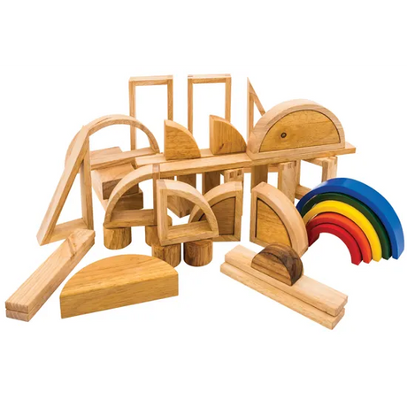 Wooden Hollow Blocks with Rainbow 40 Pieces - Modern Teaching Aids NZ