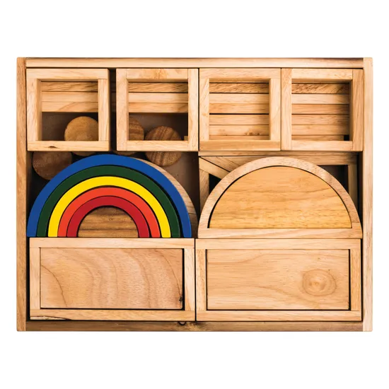 Wooden Hollow Blocks with Rainbow 40 Pieces - Modern Teaching Aids NZ
