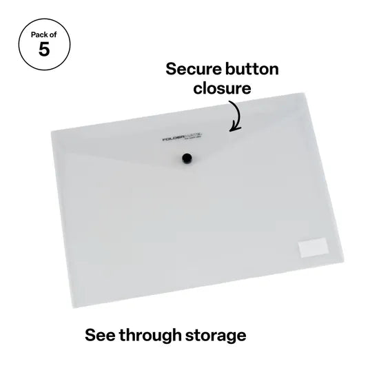 Document Envelopes A4 Button - Pack of 5 - Modern Teaching Aids NZ