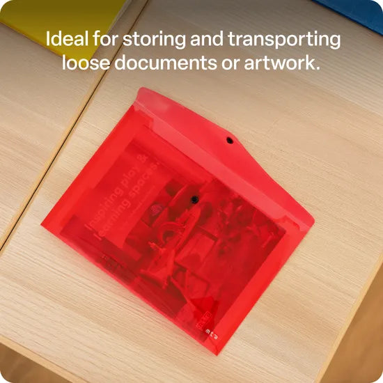 Document Wallet A4 Button Close Red - Modern Teaching Aids NZ