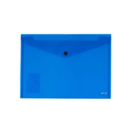 Document Wallet A4 Button Close Blue - Modern Teaching Aids NZ