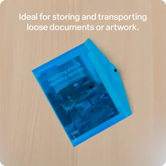 Document Wallet A4 Button Close Blue - Modern Teaching Aids NZ