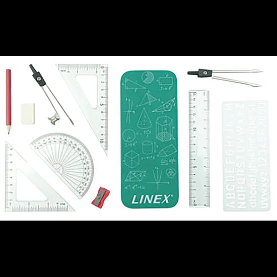 Linex Maths Set 10 Piece Tin Case - Modern Teaching Aids NZ
