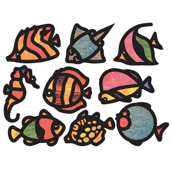 Tropical Fish Stained Glass Frames - Pack of 24 - Modern Teaching Aids NZ