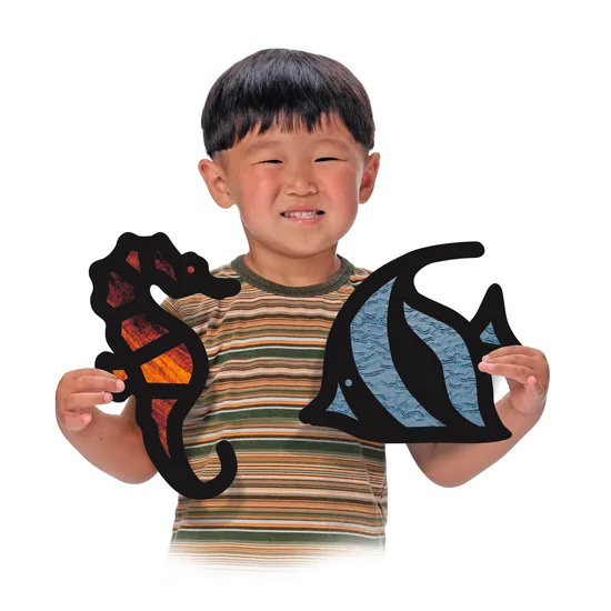 Tropical Fish Stained Glass Frames - Pack of 24 - Modern Teaching Aids NZ