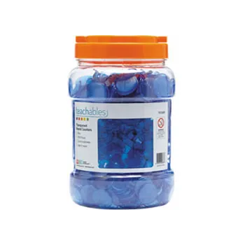 Teachables Translucent Round Counters - 2.5cm Blue, 1000 Pieces - Modern Teaching Aids NZ