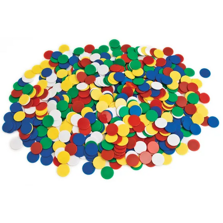 Teachables Solid Round Counters - 2.5cm, 5 Colours, 1000 Pieces - Modern Teaching Aids NZ