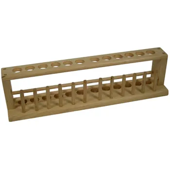 Test Tube Rack - Wooden - 12 Holes 12 Pegs - Modern Teaching Aids NZ
